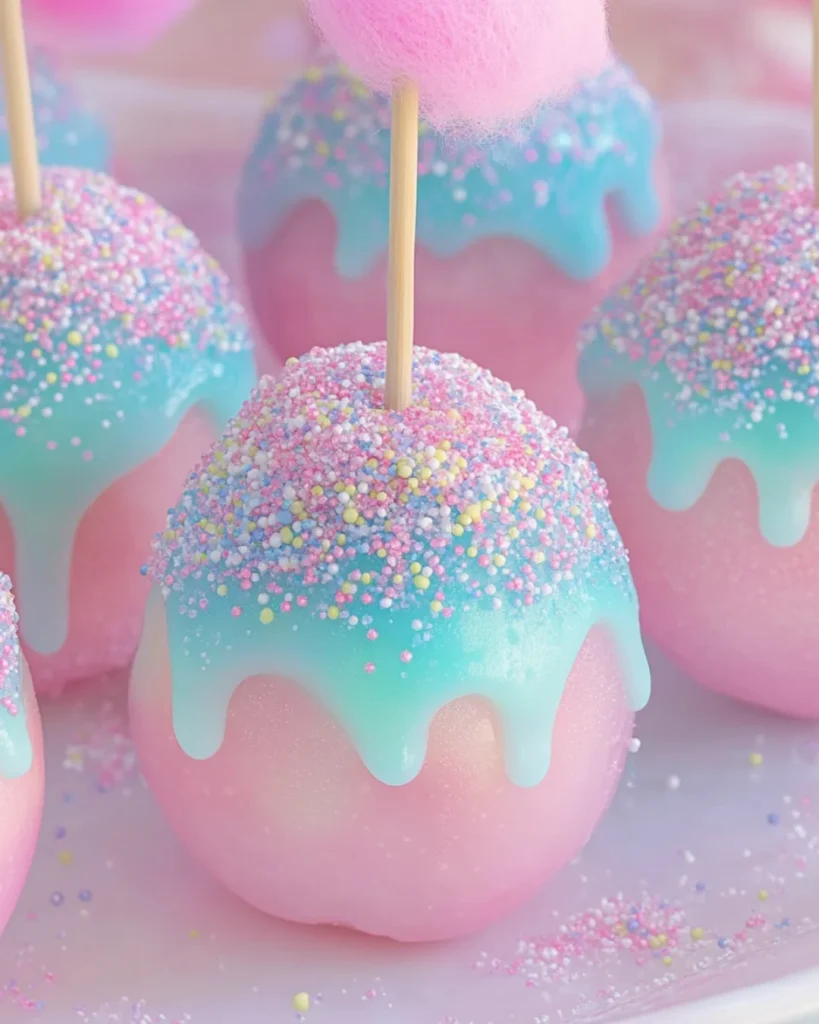 Boozy Cotton Candy Candy Apples