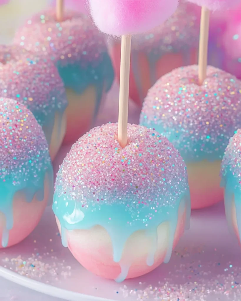 Boozy Cotton Candy Candy Apples