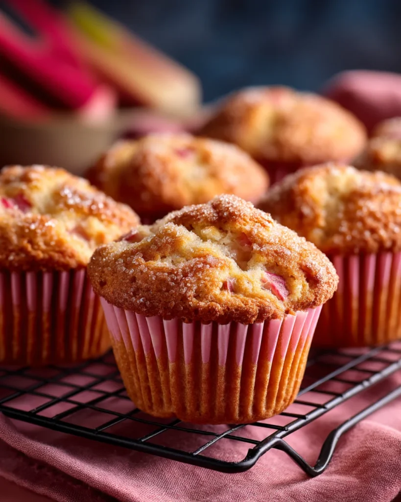 rhubarb muffins with cinnamon sugar topping