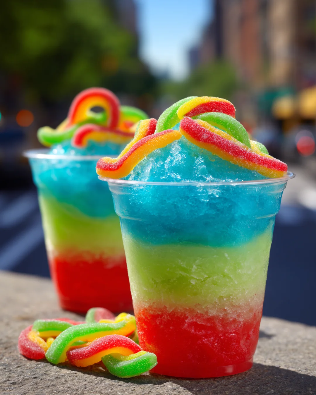 Sour Slush Rush – Boozy Rainbow Slush Cocktail