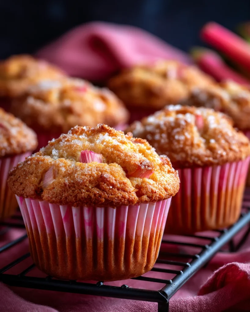 rhubarb muffins with cinnamon sugar topping