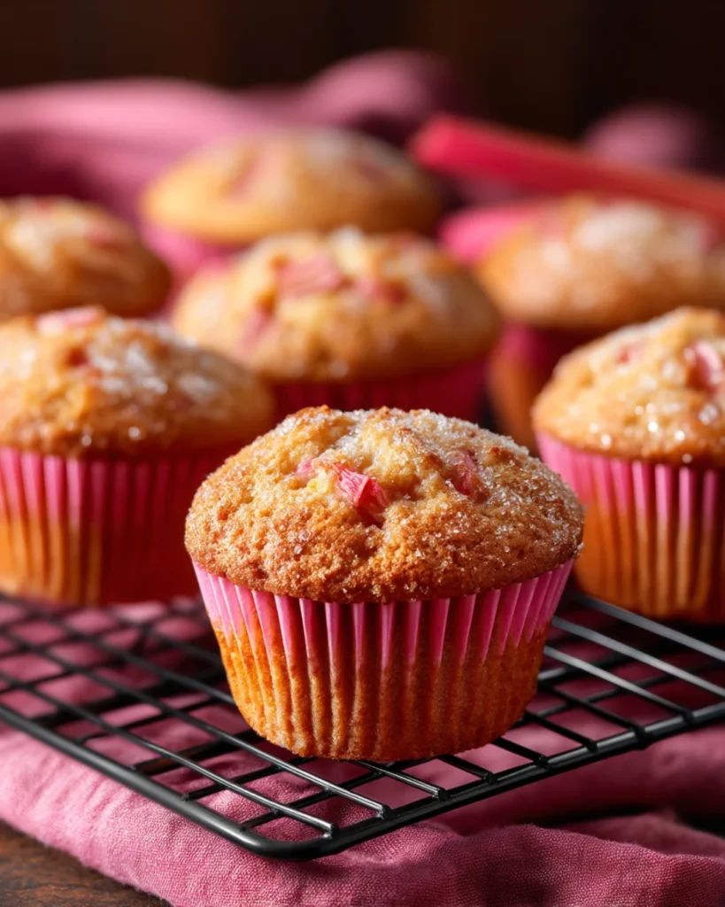 rhubarb muffins with cinnamon sugar topping