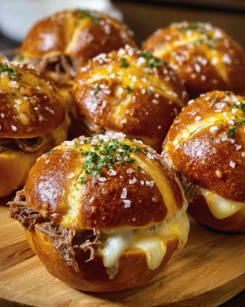 smoked brisket and beer cheese pretzel bombs