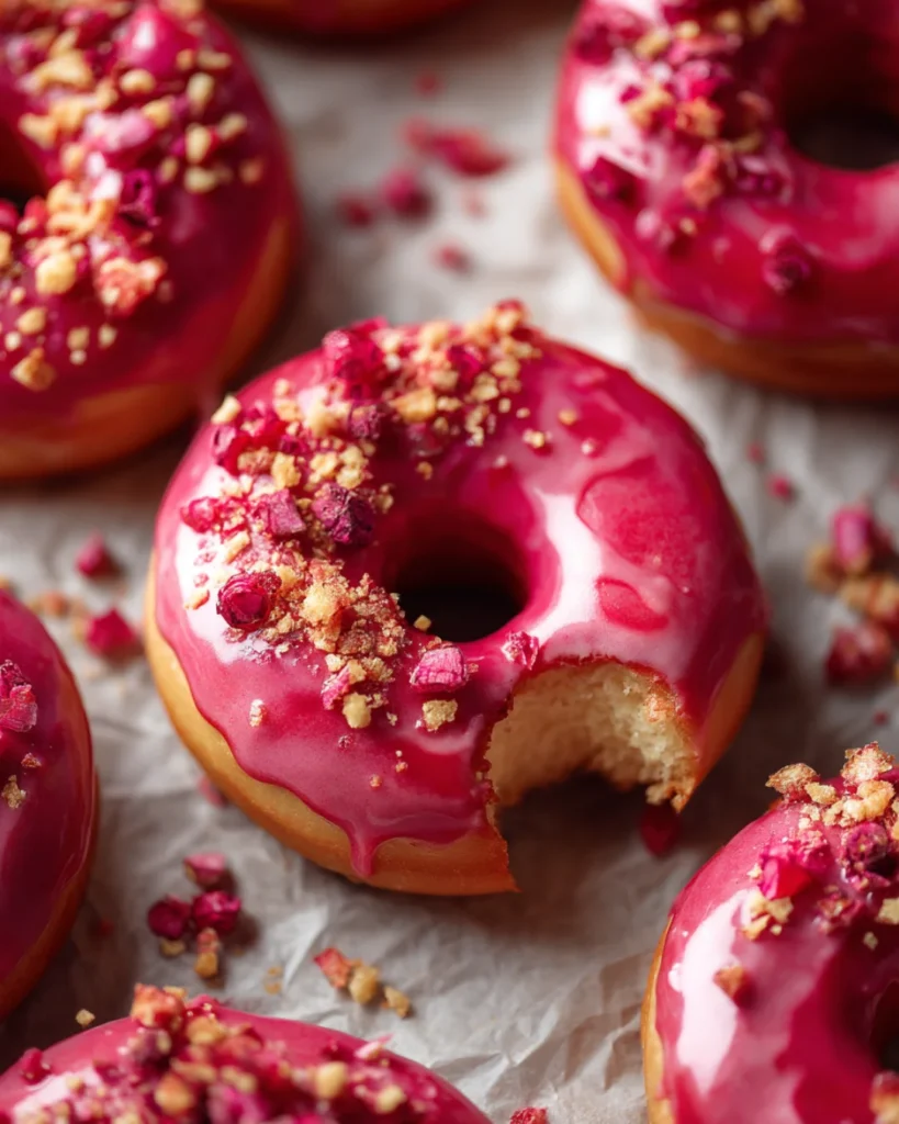 Strawberry Rhubarb Doughnuts