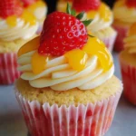 Tropical Mango Strawberry Cupcakes
