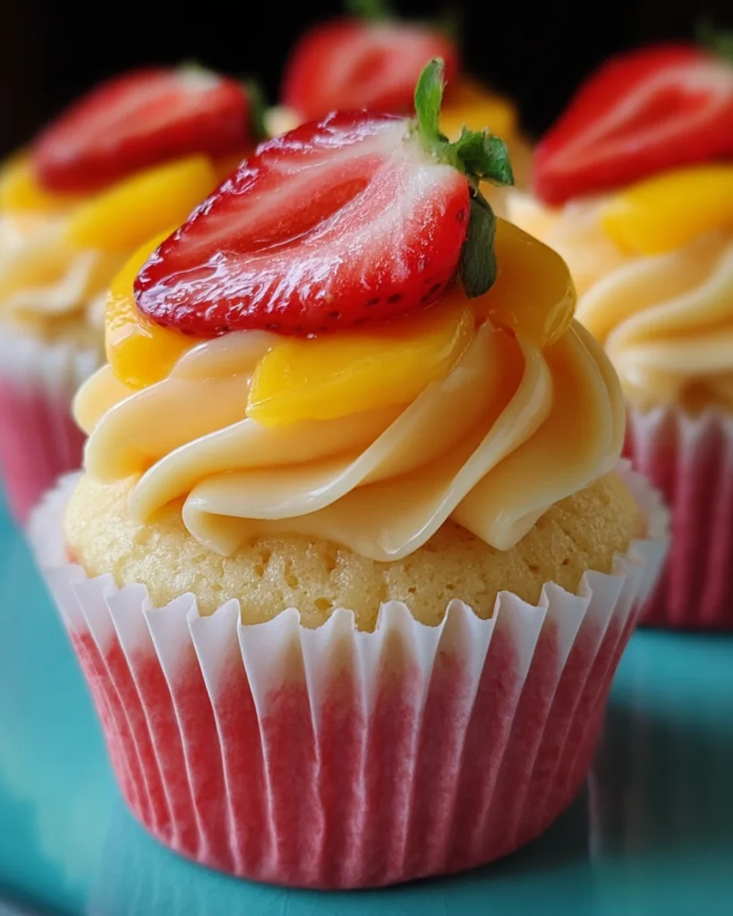 Tropical Mango Strawberry Cupcakes