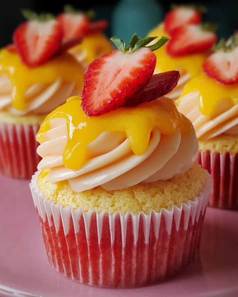 Tropical Mango Strawberry Cupcakes