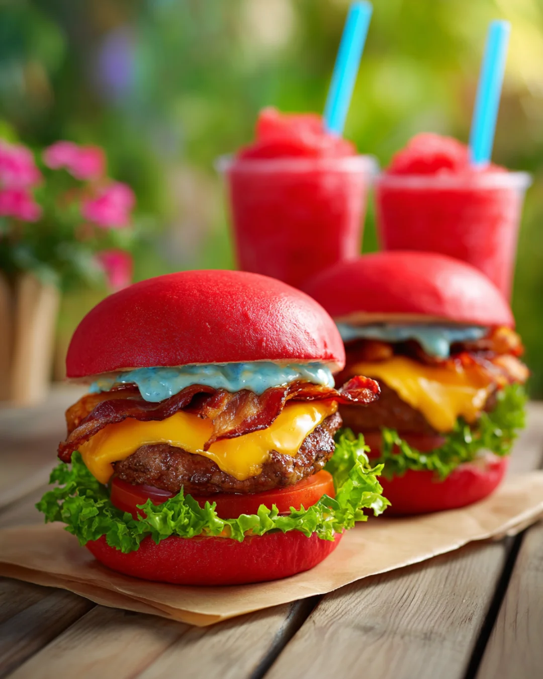 Red Velvet Bacon Burgers