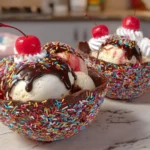 DIY chocolate ice cream sprinkle bowls