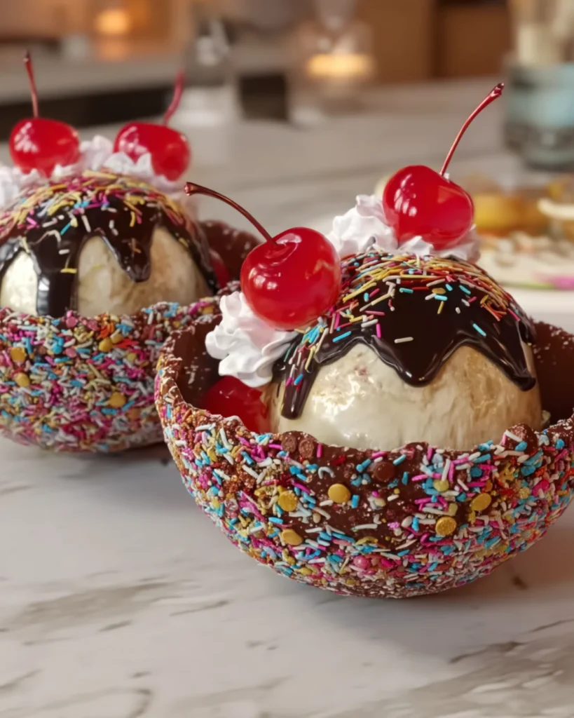 DIY chocolate ice cream sprinkle bowls